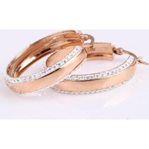 2020 Hot selling European and American Titanium Steel Inlaid Crystal Earrings female Crystal from Swarovskis 3 Colors Fit Women