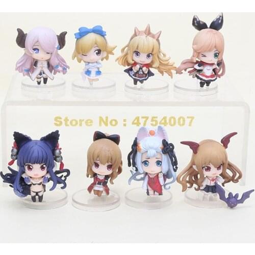 8pcs/set anime granblue fantasy crystalia lily lo mary lyria pvc figures q version 5~6.5cm Toy