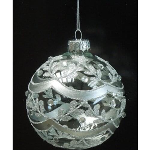 8pcs/pack Diameter=12cm Hand Painting Hanging Glass Globe Silver Drawing Christmas Glass Pendant Festival Glass Ornaments