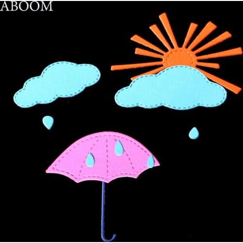 ABOOM Lovely Weather Cloud Rain Sun Umbrella Cutting Dies Decorative Scrapbooking Embossing Stencil DIY Die Cut Dies Crafts