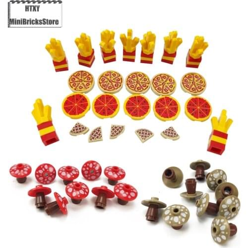 MOC Locking Accessories Mushroom Building Blocks Parts French Fries Building Block Food Locking Parts Childrens Toys Gifts