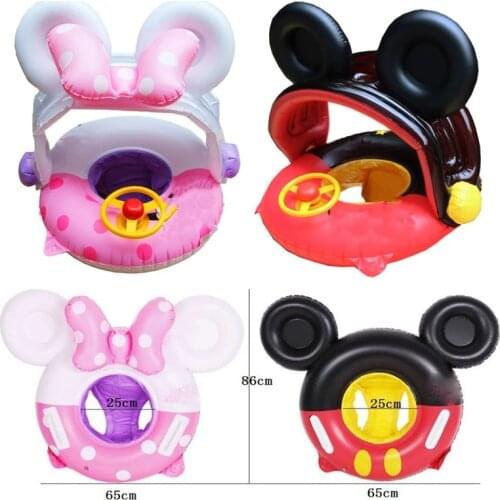 Anel de natação do bebê dos desenhos animados com pára-sol piscina flutuador inflável natação círculo assento do bebê piscina br