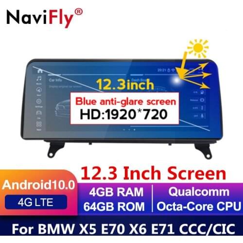 12.3" Carplay Android 10 Car DVD Player for BMW X5 E70 X6 E71 2007-2013 CCC CIC System GPS Navigation Auto Radio Multimedia IPS