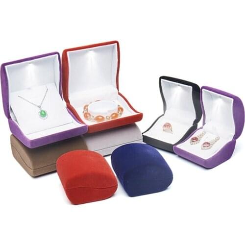 Engagement Velvet Ring Box Organizer Packaging Earrings Rings Pendants Bracelets Necklaces Jewelry Storage Case with LED Lighted