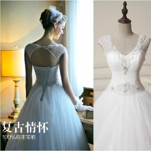 Free shipping bandage dress beaded casamento vestido de noiva 2016 new fashionable Cheap romantic wedding Dress bridal gown
