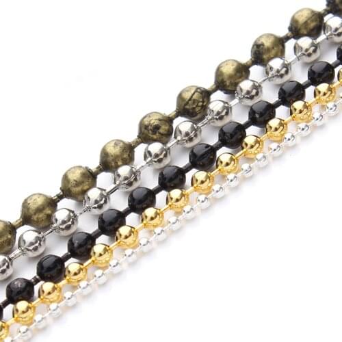 10 Meters 1.2 1.5 2 mm Metal Ball Bead Chains Bulk Kettingen Necklace Chain For Jewelry Making DIY Bracelet Necklaces Wholesale