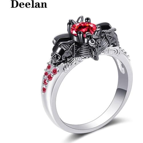 Deelan Skull Engagement Rings For Women Zircon Fashion Evil Skeleton Womens Ring Jewelry Halloween Accessories