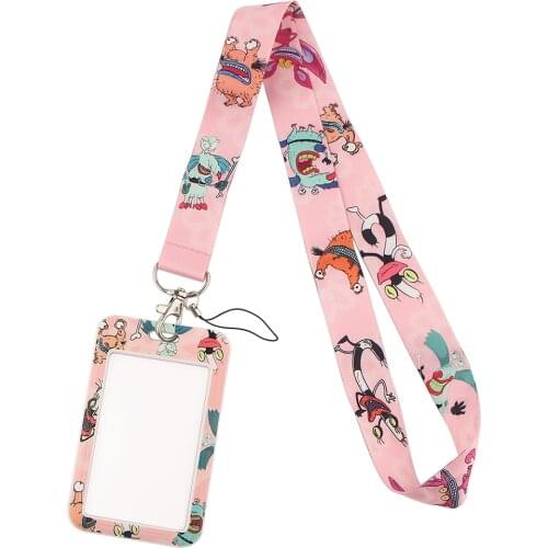 YL76 90s Cartoon Anime Lanyard Credit ID Badge Holder Key Rings Bag Student Cute Travel Bank Bus Business Card Cover Keychain
