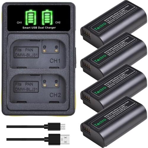 DMW-BLJ31 DMWBLJ31 Battery & LED USB Dual Charger for Panasonic LUMIX S1, S1R ,S1H, LUMIX S Series Mirrorless Cameras
