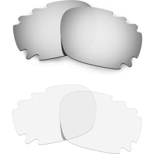 HKUCO For Racing Jacket-Asian Fit Vented Sunglasses Replacement Polarized Lenses 2 Pairs - Silver & Transparent