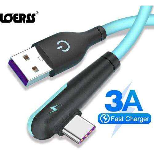 LOERSS 3A USB Type C Cable for Samsung Galaxy S20 Huawei P40 Mate 40 30 Pro QC 3.0 Charge USB C Fast Charging Type-C Data Cables
