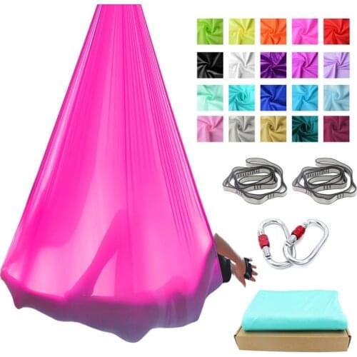 PRIOR FITNESS 5 meters Yoga Hammock set Flying yoga Swing Anti Gravity Hammock Gear Aerial Traction Device Fitness for yoga