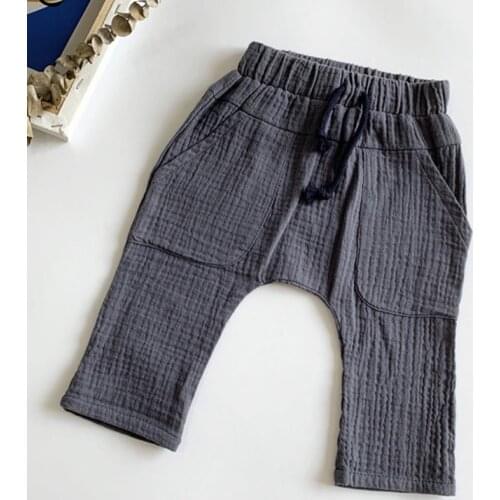 3 Pockets Design Boys Short Pants Summer Boys Beach Shorts Toddler Girls Legging Children Short Pants Linen Cotton Kids Clothes