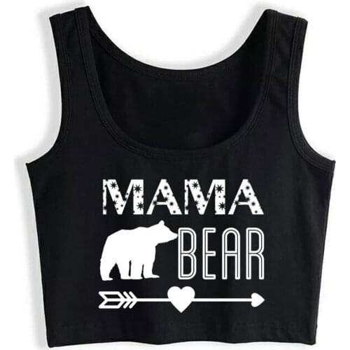 Crop Top Female Mama Bear Christmas Mothers Day Birthday Gift Comic Inscriptions Cotton Tops Women