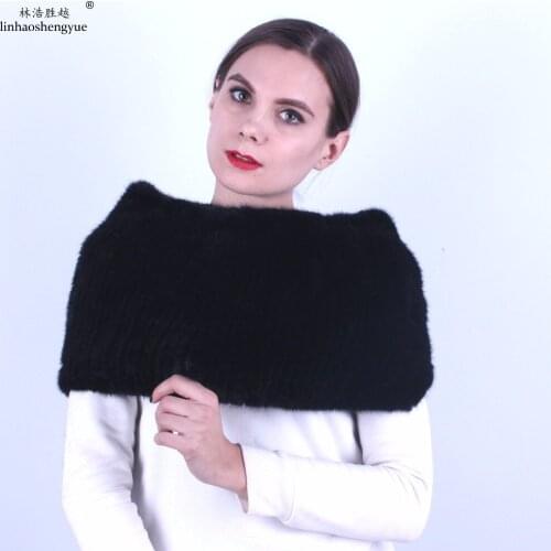 Linhaoshengyue Women Mink Fur Shawl Real Mink Fur