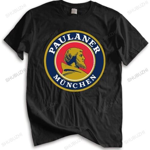 Cotton Tshirt Men Crew Neck Tops Paulaner Munchen German Beer Drink Alcohol T Shirt Unisex Teeshirt Euro Size