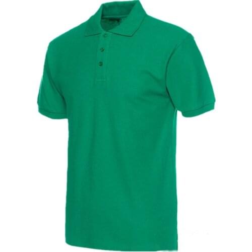 2021 New Mens Lapel Short Sleeve Solid Color Cotton Back Collar Polo Shirt