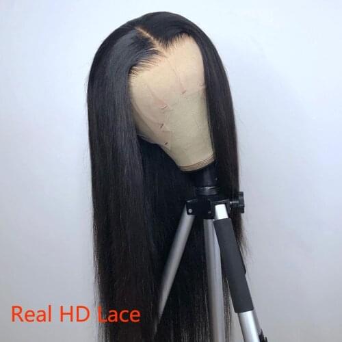 Invisible HD Lace Front Human Hair Wigs Pre Plucked 13X4 Full Lace Frontal Wig Remy Brazilian Straight HD Transparent Lace Wig