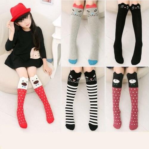 Girl Socks Knee High Long Leg Warmers Socks Cartoon Cute Kids Baby Cotton Socks Bear Animal Boy Children Socks 3-12 Years