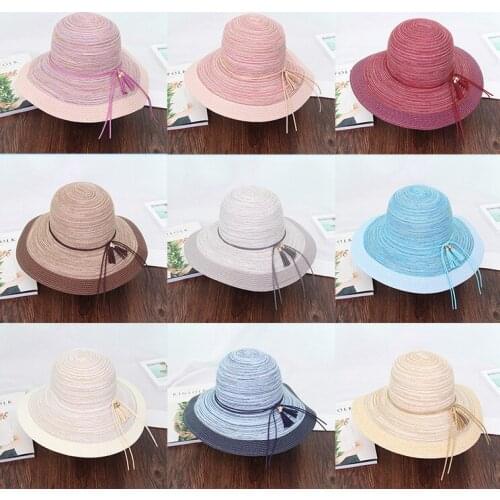 2020 New Product Straw Hats Ma'am Leisure Go On A Journey Bow Straw Hat Outdoors On Vacation Sunscreen Will Eaves Sun Hat