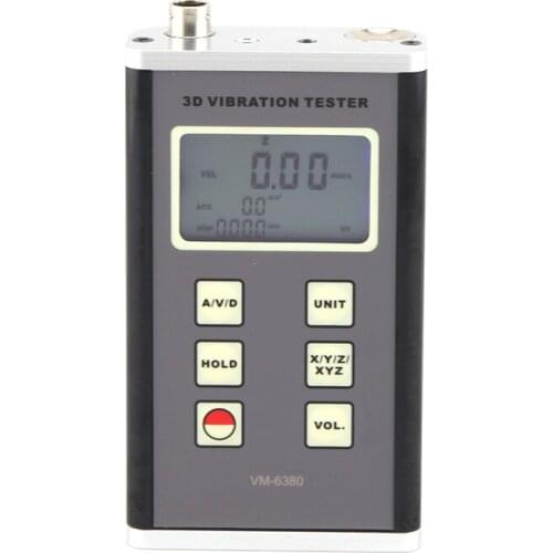 New High Accuracy Digital 3D Tester Vibrometer Vibrator Acceleration VM-6380 3 Axis Piezoelectric Accelerometer Vibration Meter