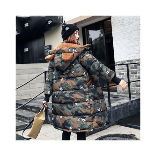 New Design 2020 Winter Thicken Wadded Jacket Women Parka Long Hooded Print cotton Padded Coats Female Plus Size LX966