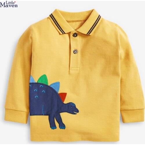 European And American Clothing Autumn 2021 New Arrival Knitted Full Sleeve Polo-shirt Dinosaur Boys Clothes