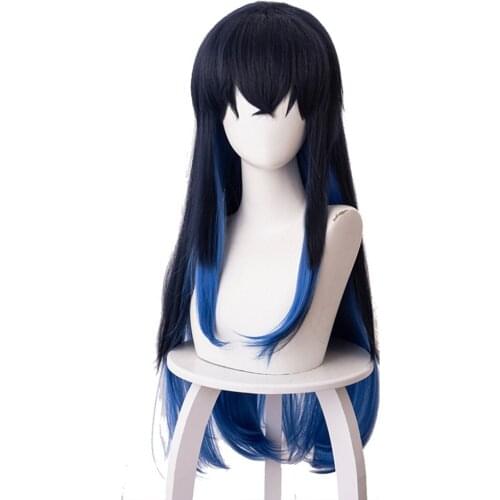 Demon Slayer Kimetsu no Yaiba Hashibira Inosuke Cosplay Wig Gradient long straight Hair Halloween Carnival costume Wigs 80cm