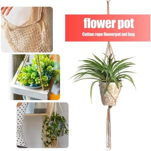 Gardening Cotton Rope Flower Pot Net Bag Hanging Basket Hand-Woven Cotton Rope Flower Hanging Flower Pot American Home Tool