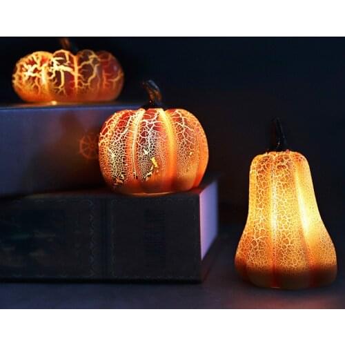 Sckday Battery Power Simulation Resin Pumpkin Lights Led Candle Lamp Indoor Table Lamp For Halloween Theme Party Lights Decor