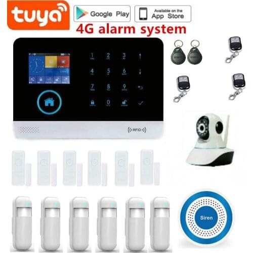 Wireless Home WIFI 4G GSM Security Alarm System Kit tuya APP Control Smart Motion Detector Sensor Burglar Alarm System