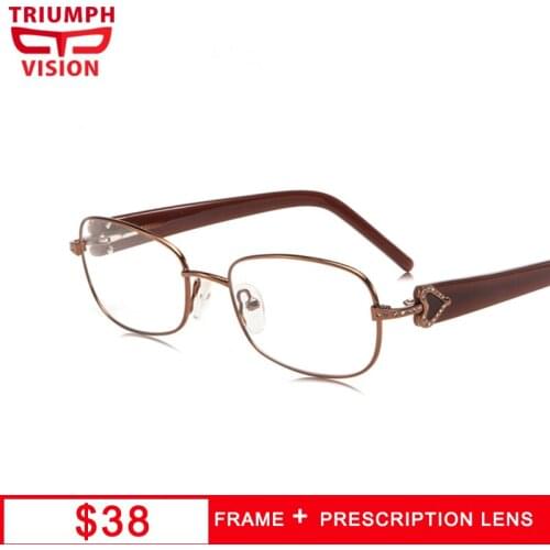 TRIUMPH VISION Luxury Diamond Prescription Glasses Women Glasses Decoration Progressive Reading Glasses Myopia Eyeglasses Frame