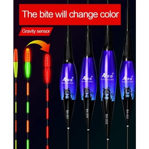 Smart Fishing Float Bite Alarm Fish Bait LED Light Color Change Automatic Night Electronic Changing Buoy Glow In The Dark