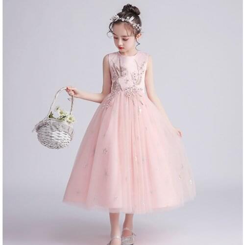 Girls Princess Birthday Party Dress 2021 Summer Children Wedding Dress Performance Children Dress