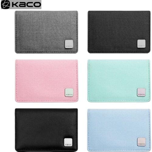 KACO ALIO Business Card Holder Waterproof Fabric /Leather Small Bag Simple Macarons Portable Coin Purse For ID Card Bank Card