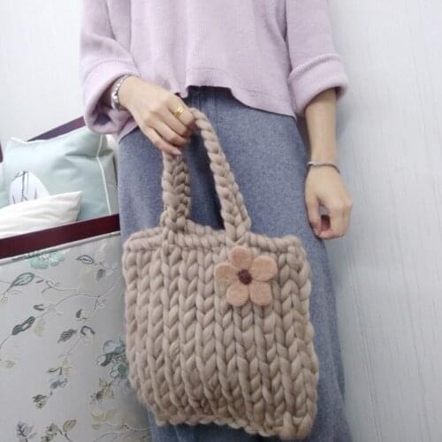 Youda Winter Bags of Women Korean Style Hand-woven Thick Wool Bag Sweet Tote Handbags Fashion All-match Small Square Pack