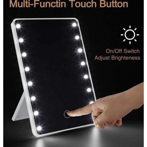 16 LEDs Makeup Mirror with LED Touch Adjustable Light Cosmetic Mirror Illuminated Vanity Mirror Espejo De Maquillaje De Mesa