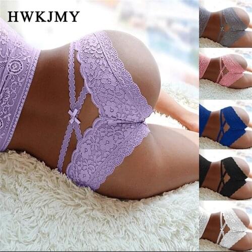 Plus Size S-3XL Sexy Womens Fashion Panties See Through Lace Lingerie Erotic Thin Breathable Bow-tie Women Briefs Underwear Wom