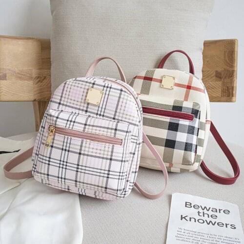 2021 New Mini Backpack Women Phone Bag For Teenage Girls Kids Multi-Function Small Bagpack Female Plaid Shoulder Ladies Backpack