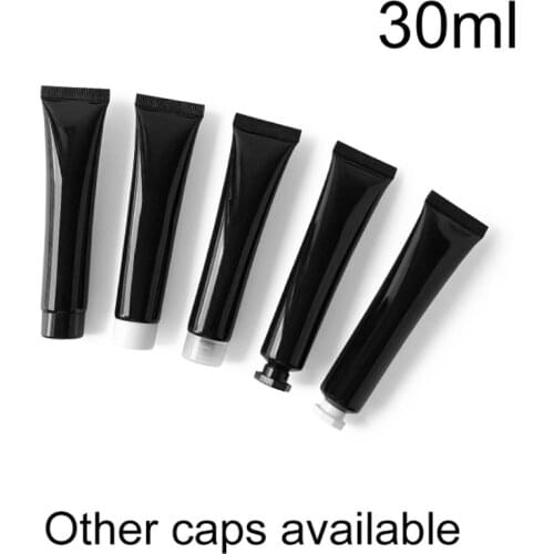 10pcs Black 30g Squeeze Bottle 30ml Empty Cosmetic Plastic Soft Tube Makeup Foundation Eye Cream Containers Free Shipping