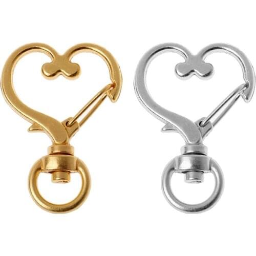 10Pcs Metal Swivel Lobster Clasp Snap Hook Heart Shape Keychain Jewelry Findings N84D