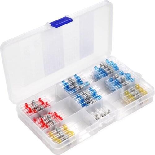 120Pcs Solder Seal Wire Connectors, Heat Shrink Butt Connector Waterproof Insulated Electrical Butt Terminals Wire Splice For