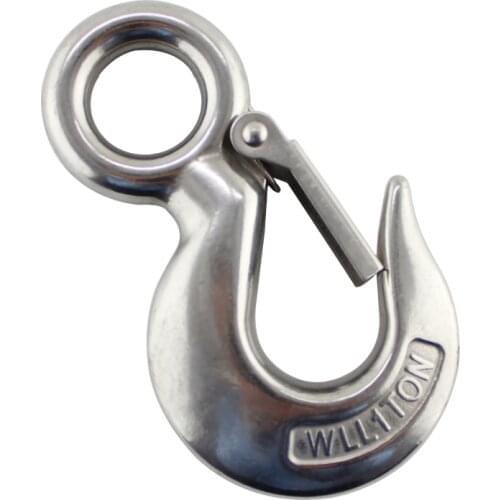 2Ton safety working load Stainless Steel 320 Eye Sling Hook with Latch Industrial Grade Lifting Rigging Hardware Hoist Hook