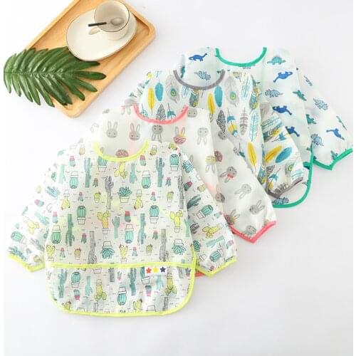 2020New Print Waterproof Colorful Baby Bibs Long Sleeve Children Bib Burp Clothes