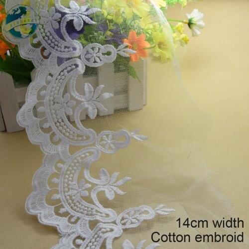 3yards 14cm Cotton embroid lace sewing ribbon guipure lace african lace fabric trim warp knitting DIY Garment Accessories#2876