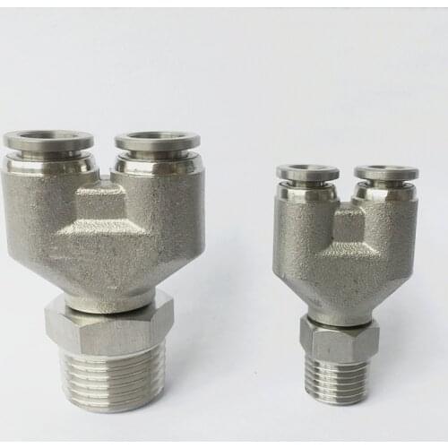 4mm 6mm 8mm 10mm 12mm To 1/8" 1/4" 3/8" 1/2" BSP Male 304 Stainless Steel Y Type Air Pneumatic Push In Fitting Quick Connector