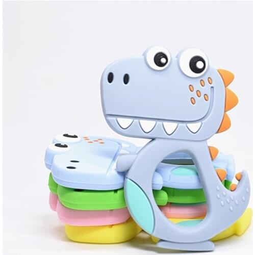 5 PCS Cartoon Dinosaur Dragon Food Grade Silicone Teether Baby Nursing Accessories Teething Toys Animal Dino Baby Teethers
