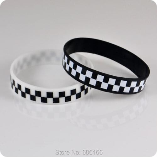 50pcs Mosaics Silicone Bracelets Wristband black and white Fashion Jewelry