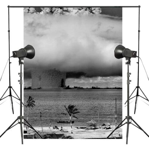 5x7ft Marvellous Big Mushroom Cloud Photography Background Black White Backdrop Photo Studio Backdrop Props Wall