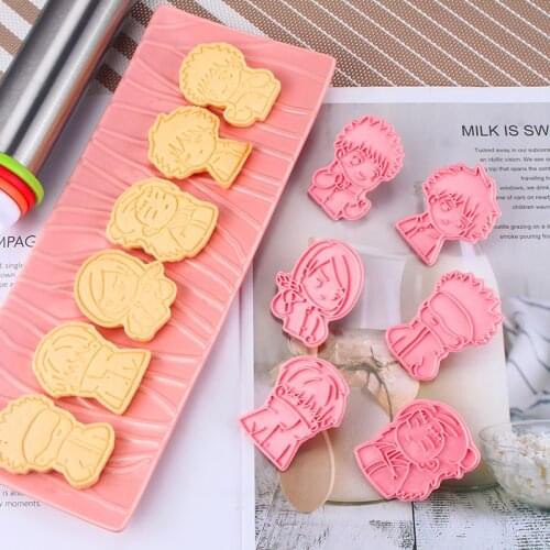6Pcs Anime Jujutsu Kaisen Cookies Cutter 3D Baking Press Stamp Embosser Biscuit Mold Cookie Stamp Cutter Cake DIY Mold
